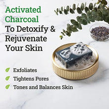 Load image into Gallery viewer, Natural Activated Charcoal Soap Bar (2-Pack) | Hand, Foot &amp; Body Soap for Acne, Blackheads, Eczema, Athletes Foot | Tea Tree, Peppermint &amp; Charcoal Soap | Vegan, Cruelty Free | Made In USA | 8 Oz
