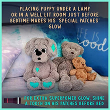 Load image into Gallery viewer, Cute Stuffed Dog with Puppy Superpowers – Glow in Dark Patches for Sweet Dreams &amp; Bedtime Comfort – Perfect Puppy Stuffed Animal Teddy Bear Toy for Boys, Girls – Plush 14 inches (no Batteries Needed)
