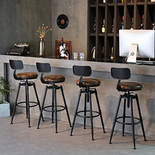 Load image into Gallery viewer, MSMV 27-35 Inch (Set of 2) Vintage Industrial Bar Stool-Farmhouse Swivel Bar Stool-Swivel Kitchen Island Dining Chair-Kitchen Counter Height Adjustable Pipe Stool-Cast Steel Stool
