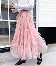 Load image into Gallery viewer, Femiserah Women's Long Rainbow A Line Tulle Tutu Skirts Tiered Skirt Petticoat (Tulle Pink)
