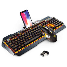 Load image into Gallery viewer, Rechargeable Keyboard and Mouse,Suspended Keycap Mechanical Feel Metal Panel Gaming Keyboard Mouse Combo,3800mAh Large Capacity Lithium Battery,Anti-ghosting (Black)
