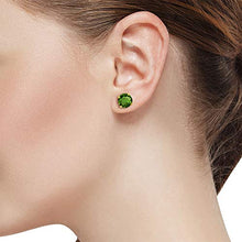 Load image into Gallery viewer, Gem Stone King 14K Yellow Gold Green Tourmaline Women Stud Earrings (0.50 Ct Round 4MM)
