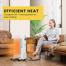 Load image into Gallery viewer, VIVOHOME 1500W Oil Filled Radiator Heater with Remote Control, Electric Portable Heater with Adjustable Thermostat and 24-Hours Timer, White
