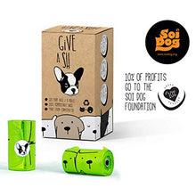 Load image into Gallery viewer, Compostable Dog Poop Bags | 10% to Charity | Biodegradable Vegetable Based | Eco and Earth Friendly Disposable Doggie Waste Baggies | Leakproof and Zero Odor Green Pet Supplies | Easy Compost Disposal
