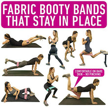 Load image into Gallery viewer, Vergali Fabric Booty Bands for Women Butt and Legs. Set of 4 Non Slip Cloth Resistance Working Out Band for Glute, Thigh, Squat with Workout Resistant Fitness Training Guide to Exercise at Home or Gym
