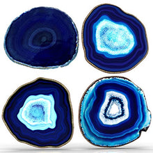 Load image into Gallery viewer, Blue Agate Coasters Set of 4 - 3.5"-4" - Brazilian Geode Crystal Decor - (3.5"-4" Blue)
