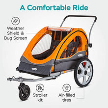 Load image into Gallery viewer, Instep Quick-N-EZ Double Tow Behind Bike Trailer, Converts to Stroller/Jogger, Orange
