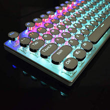 Load image into Gallery viewer, Retro Steampunk Gaming Mechanical Keyboard, Metal Panel, Black Switches, LED Backlit,USB Wired,Hand Rest,Typewriter-Style Round Keycaps,for Game and Office,for Computer Laptop Desktop PC(2088-White)
