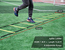Load image into Gallery viewer, A11N Speed &amp; Agility Training Set- Includes 1 Resistance Parachute, 1 Agility Ladder, 4 Adjustable Hurdles, 12 Disc Cones | Exercise Equipment for All Sports
