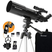 Load image into Gallery viewer, Celestron - 80mm Travel Scope - Portable Refractor Telescope - Fully-Coated Glass Optics - Ideal Telescope for Beginners - BONUS Astronomy Software Package - Digiscoping Smartphone Adapter

