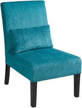 Load image into Gallery viewer, Roundhill Furniture Pisano Teal Blue Fabric Armless Contemporary Accent Chair with Kidney Pillow, Single
