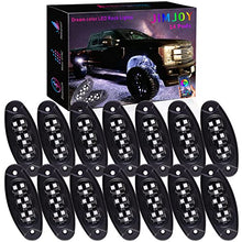 Load image into Gallery viewer, JIMJOY RGB LED Rock Lights,14 Pods Waterproof Multicolor Chasing Neon Underglow Music Lighting Kit with APP&amp;RF Control for Car Truck ATV UTV SUV
