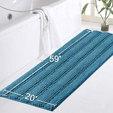 Load image into Gallery viewer, Turquoize Non-Slip Bath Mat Oversize Bathroom Rug Shag Shower Mat Ultra Soft &amp; Water Absorbent Bath Rug for Bathroom/Kitchen Washable Rug, Perfect for Doormats, Tub, Size 59" X 20", Turquoise Blue
