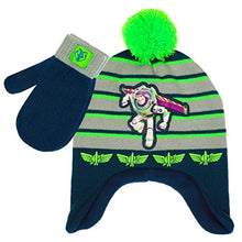Load image into Gallery viewer, Disney Toy Story Buzz Lightyear Toddler Winter Hat and Snow Gloves for Boys 2 Pc. Set, Soft Mittens with Warm Pom-Pom Beanie

