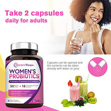 Load image into Gallery viewer, Doctor's Recipes Women’s Probiotic, 60 Caps 50 Billion CFU 16 Strains, with Organic Prebiotics Cranberry, Digestive Immune Vaginal &amp; Urinary Health, Shelf Stable, Delayed Release, No Soy Gluten Dairy
