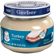 Load image into Gallery viewer, Gerber 2nd Foods 12 Total 2.5 Ounce Jars of Each Flavor (3 Turkey &amp; Turkey Gravy, 3 Ham and Ham Gravy, 3 Chicken &amp; Chicken Gravy, 3 Beef and Gravy)
