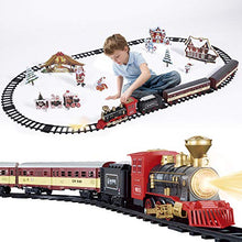 Load image into Gallery viewer, SNAEN Train Sets w/ Steam Locomotive Engine, Cargo Car and Tracks, Battery Powered Play Set Toy w/ Smoke, Light &amp; Sounds, for Kids, Boys &amp; Girls 3 4 5 6 7 Years Old
