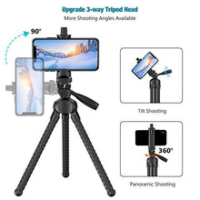 Load image into Gallery viewer, Phone Tripod Flexible Upgraded, 11" Portable Cell Phone Camera Travel Tripod Stand with Wireless Remote Shutter and Universal Phone Mount, Compatible with iPhone, Android Phones, Sports Camera GoPro
