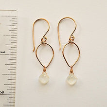 Load image into Gallery viewer, Rainbow Moonstone Earrings Lotus Loop 14/20 Rose Gold-Filled June Birthstone
