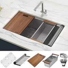 Load image into Gallery viewer, Ruvati 32-inch Workstation Ledge Undermount 16 Gauge Stainless Steel Kitchen Sink Single Bowl - RVH8300
