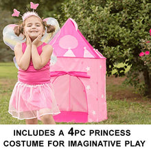 Load image into Gallery viewer, 5-Piece Princess Castle Girls Pop Up Play Tent &amp; Dress Up Costume Bundle - Playhouse Gift for Girls &amp; Toddler for Indoor &amp; Outdoor Use with Pink Fairy Tale Carrying Bag &amp; Glow in The Dark Stars

