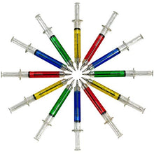 Load image into Gallery viewer, Syringe Pens - (Bulk Pack of 24) Retractable Fun Multi Color Novelty Pen for Nurses, Nursing Student School Supplies, Birthdays, Stocking Stuffers and Party Favor Gifts by Bedwina
