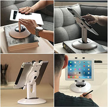 Load image into Gallery viewer, AboveTEK Retail Kiosk iPad Stand, 360° Rotating Commercial Tablet Stand, 6.6"-13.5" iPad Mini Pro-Business Tablet Holder, Swivel Design for Store POS Office Showcase Reception Kitchen Desktop (White)
