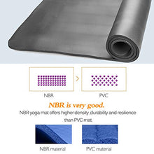Load image into Gallery viewer, LOKATSE HOME Thick NBR Yoga Mat High Density Non-Slip Exercise Mat with Carrying Strap for Exercise Yoga and Pilates, 72 x 24 Inches, Gray
