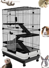 Load image into Gallery viewer, Large Indoor Small Animal Pet Habitat Hutch Cage Playpen Guinea Pig Ferret Chinchilla Rabbit Bunny Cat Kitten With Solid Platform and Ramp, Leakproof Litter Tray (0.9-Inch Wire Spacing, 4-Floor)
