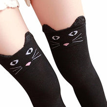 Load image into Gallery viewer, Clearance Women Winter Cartoon Cat Bear Panda Knitted Over Knee Long Boot Thigh-High Warm Socks (Black)
