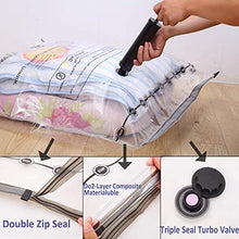 Load image into Gallery viewer, 8 Jumbo Clothing Storage Bags Vacuum (40"x30") Space Sealer Bags Saver for Comforters Clothes Blankets Travel &amp; Home 80% More Space Saver Hand Pump Included
