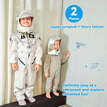 Load image into Gallery viewer, Kids Astronaut Costume - Realistic Astronaut Jumpsuit with Detachable Helmet, Space Suit for Halloween Cosplay (Kids-L (6-7yr), White)
