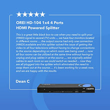 Load image into Gallery viewer, 4K 1x4 HDMI Splitter by OREI - 1 Port to 4 HDMI Display Duplicate/Mirror - Powered Splitter Ver 1.4 Certified for Full HD 1080P High Resolution &amp; 3D Support (One Input To Four Outputs) - HD-104 Black

