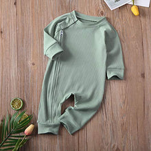 Load image into Gallery viewer, Kuriozud Unisex Baby Boy Girl Zipper Romper Jumpsuit One Piece Outfits (Light Green,0-3 Months)
