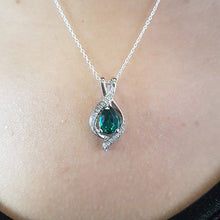 Load image into Gallery viewer, Dazzlingrock Collection Pear 9X6 MM Lab Created Emerald &amp; Round Diamond Ladies Teardrop Pendant, 14K White Gold

