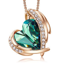 Load image into Gallery viewer, CDE Love Heart Pendant Necklaces for Women Silver Tone Rose Gold Tone Crystals Birthstone Mother's Day Jewelry Gifts for Women Birthday/Anniversary Day/Party (D-May-Rose Gold Green)
