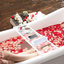Load image into Gallery viewer, ZXMOTO Clear Bathtub Caddy Tray 33 Inch Acrylic Bathtub Caddy Tray with Stainless Steel Gold Handles
