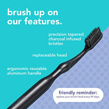 Load image into Gallery viewer, hello Manual Adult Toothbrush With Reusable Charcoal Modern Aluminum Handle &amp; 4 Soft Replacement Heads, Bpa-free, 4 count

