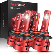 Load image into Gallery viewer, Torchbeam T2 9005/HB3 9006/HB4 LED Bulb Combo, 60W 16000 Lumens 6500K Super Bright Replacement Bulbs Kit, 400% Brightness, Canbus Ready, Plug and Play with Fan, Pack of 4
