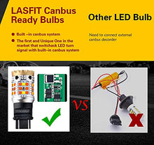 Load image into Gallery viewer, LASFIT 3157 LED Bulb Switchback 3057 4157 White Amber CANBUS Anti Hyper Flash LED Automotive Front Turn Signal Light Bulb Plug and Play Only for Standard Socket (Pack of 2)
