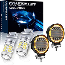 Load image into Gallery viewer, Combriller 3157 LED Bulb White 6000K with Projector Replacement for led reverse lights and Combriller 4.5" Off Road Lighting Spot Flood Combo Beam with Flash Strobe Function Amber Angel Eye-Shape
