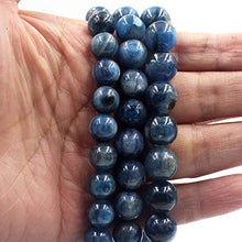 Load image into Gallery viewer, SR BGSJ Jewelry Making Craft Natural 10-11mm AA Grade Round Blue Kyanite Beads Gemstone Spacer Seed Beads Strand 15"
