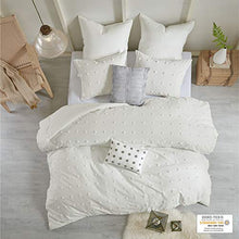 Load image into Gallery viewer, Urban Habitat Cotton Comforter Set-Tufts Pompom Design All Season Bedding, Matching Shams, Decorative Pillows, Full/Queen(88 in x 92 in), Brooklyn, Jacquard Ivory 7 Piece
