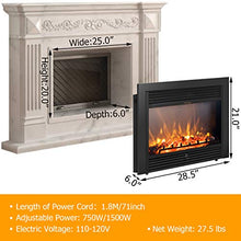 Load image into Gallery viewer, Giantex 28.5" Electric Fireplace Insert Recessed Mounted with 3 Color Flames Adjustable, 750/1500W Wall Fireplace Electric with Remote Control, Standing Fireplace Heater
