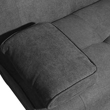 Load image into Gallery viewer, MIERES Modern Convertible Futon Sofa Bed for Living Room Fold Up &amp; Down Recliner Couch w/Metal Legs and 2 Cup Holders Sleeper Daybed, for Small Spaces, Dark Gray
