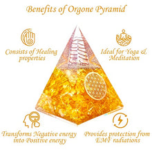 Load image into Gallery viewer, Orgone Pyramid | Citrine Orgonite Pyramid for Wisdom, Wealth &amp; Success | Healing Crystal Gemstone Pyramid | Orgone Pyramid Crystal - Handmade In India
