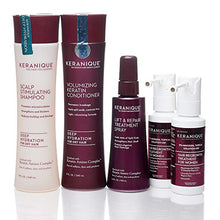 Load image into Gallery viewer, Keranique Deep Hydrating Hair Growth Kit – 60 Days | Keratin Amino Complex, Free of Sulfates, Dyes and Parabens | Deep Hydrating Shampoo &amp; Conditioner, Dual Minoxidil, Lift and Repair Treatment Spray
