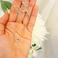 Load image into Gallery viewer, 0.10 Carat (ctw) Round White Diamond Circle Pendant 1/10 CT (Silver Chain Included), 14K White Gold
