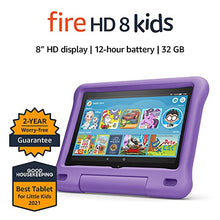 Load image into Gallery viewer, Fire HD 8 Kids tablet, 8" HD display, ages 3-7, 32 GB, includes a 1-year subscription to Amazon Kids+ content, Purple Kid-Proof Case, (2020 release)
