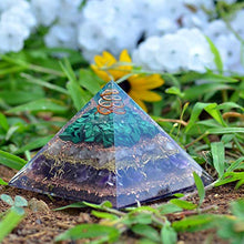 Load image into Gallery viewer, Orgonite Crystal Love Attraction Orgone Pyramid With Rose Quartz, Amethyst, Malachite – Crystals of Unconditional Love and Healing
